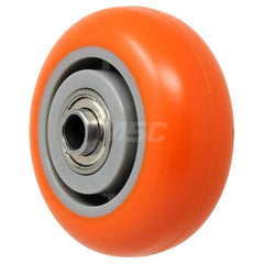 Rigid Caster Wheel: Polyurethane, 3″ Dia, 1.25″ Wide 300 lb Capacity, Ball Bearing, Non-Marking