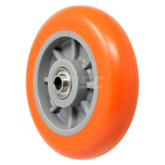 Rigid Caster Wheel: Polyurethane, 5″ Dia, 1.25″ Wide 375 lb Capacity, Ball Bearing, Non-Marking