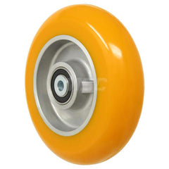 Rigid Caster Wheel: Polyurethane, 8″ Dia, 2″ Wide 1,200 lb Capacity, Precision Ball Bearing, Non-Marking