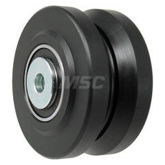 V-Groove Caster Wheel: Polyurethane, 4″ Dia, 2″ Wide 2,200 lb Capacity, Precision Ball Bearing