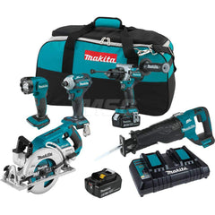 Cordless Tool Combination Kit: 18V 18V LXT Brushless 1/2″Hammer Driver-Drill (XPH14Z),  18V LXT Brushless 4-Speed Impact Driver (XDT16Z),  36V (18V X2) LXT Brushless Rear Handle 7-1/4″Circular Saw (XSR01Z),  18V LXT Brushless Recipro Saw (XRJ05Z),  18V LX