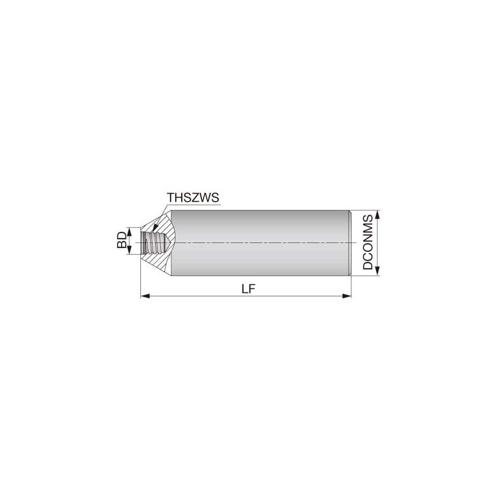 Replaceable Tip Milling Shank: Series VSSD, 8″ Straight Shank S04 Neck Thread, 5.8″ Neck Dia, Steel