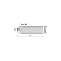 Replaceable Tip Milling Shank: Series VSSD, 20″ Straight Shank S10 Neck Thread, 15.3″ Neck Dia, Steel