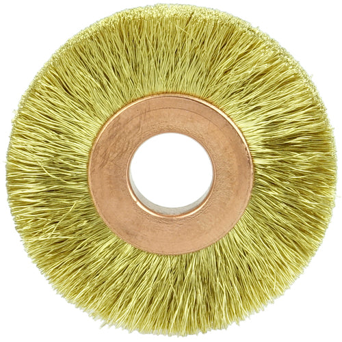 1 1/2″ × 3/8″-0.005″ Wire Size - Brass Non-Sparking Wire Wheel - Americas Industrial Supply