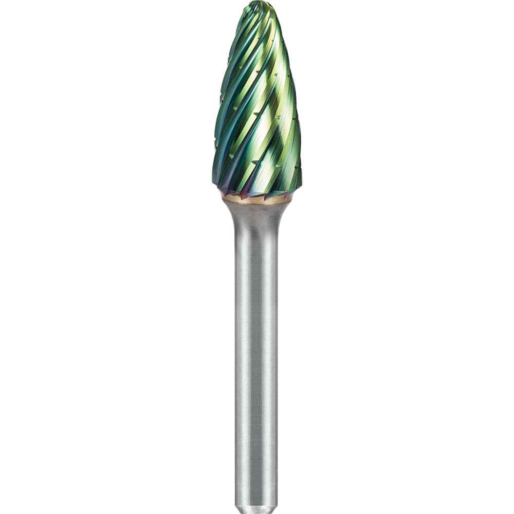 SGS Pro - SF-5, 1/2" Cut Diam, 1/4" Shank Length, NG6, Tungsten Carbide Tree Burr with Radius End - Exact Industrial Supply