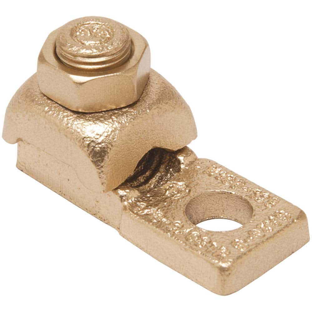 Burndy - Ring Terminals; Terminal Type: Rectangle ; Insulation Type: NonInsulated ; Connection Type: Lug ; Compatible Wire Size (AWG): 1/0-2/0 (Strand) ; Stud Size (Inch): 3/8 ; Color: Copper - Exact Industrial Supply