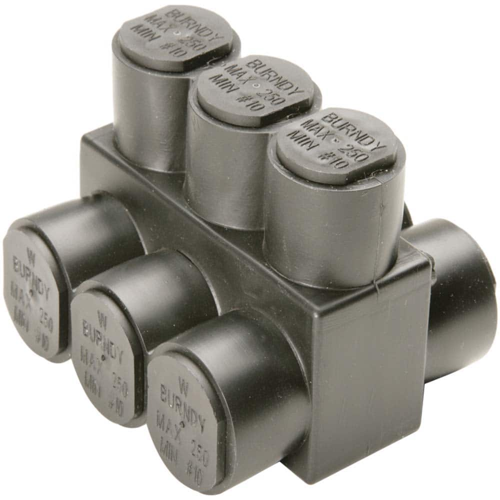 Burndy - Split Bolt Connectors; Connector Material: Aluminum ; Maximum Compatible Wire Size (AWG): 4 ; Minimum Compatible Wire Size (AWG): 14 ; Compatible Wire Type: Aluminum; Copper ; Base Width (Inch): 1-1/4 ; Base Width (Decimal Inch): 1-1/4 - Exact Industrial Supply