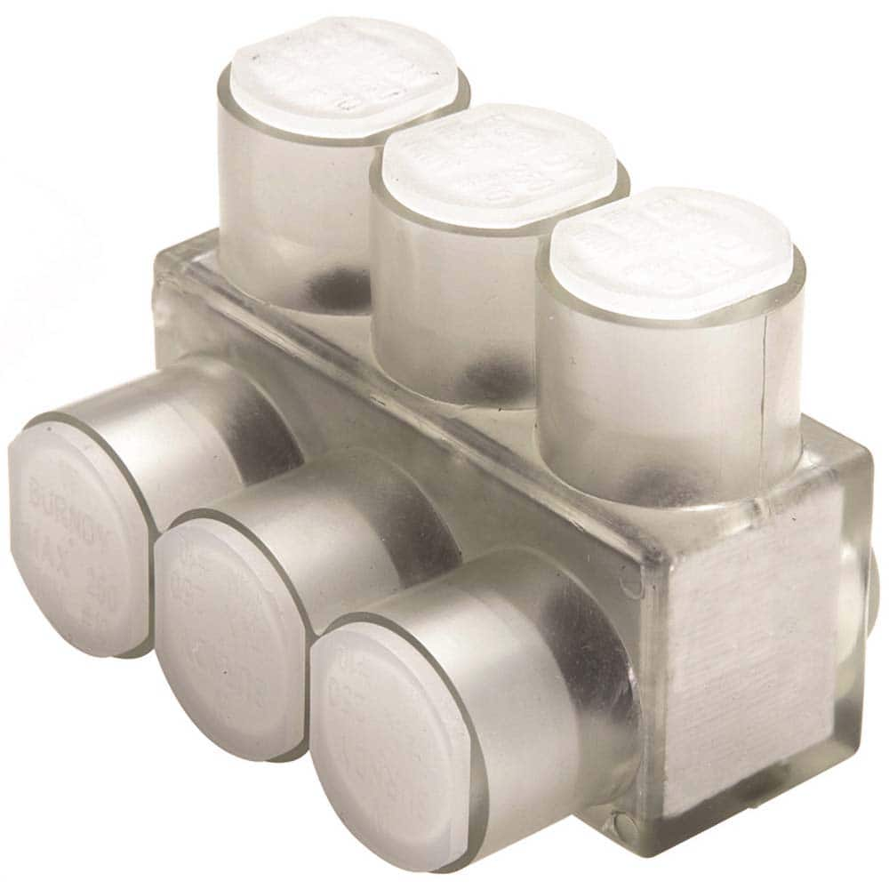 Burndy - Split Bolt Connectors; Connector Material: Aluminum ; Maximum Compatible Wire Size (AWG): 2/0 ; Minimum Compatible Wire Size (AWG): 14 ; Compatible Wire Type: Aluminum; Copper ; Base Width (Inch): 1.31 ; Base Width (Decimal Inch): 1.31 - Exact Industrial Supply