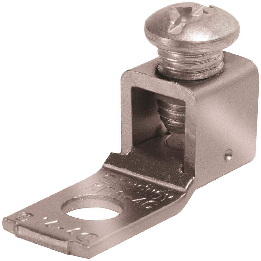 Burndy - Ring Terminals; Terminal Type: Rectangle ; Insulation Type: NonInsulated ; Connection Type: Lug ; Compatible Wire Size (AWG): 14-4 (Solid/Strand) ; Stud Size (Inch): 1/4 ; Color: Tin - Exact Industrial Supply