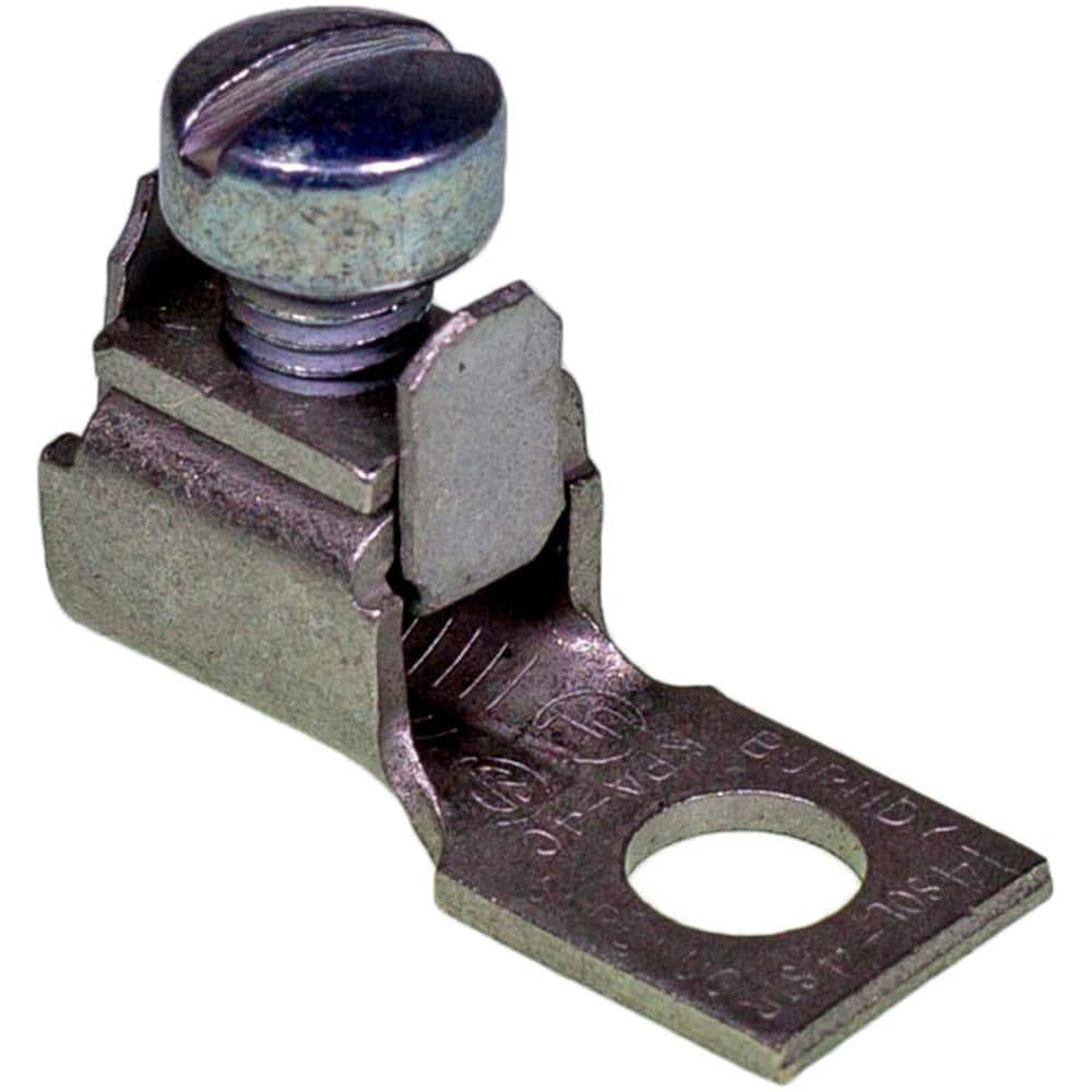 Burndy - Ring Terminals; Terminal Type: Rectangle ; Insulation Type: NonInsulated ; Connection Type: Lug ; Compatible Wire Size (AWG): 14-4 (Solid/Strand) ; Stud Size (Inch): 1/4 ; Color: Tin - Exact Industrial Supply