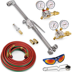 Propane & MAPP Torch Kits; Type: MD Oxy/Propane Outfit; Fuel Type: Propane; Natural Gas; Contents: Cutting Tip MC40-1;T-Grade Hose 20ft;Regulatormount Check Valves; Shade #5 Safety Glasses; Striker; Hose Length (Feet): 20.00; Contents: Cutting Tip MC40-1;
