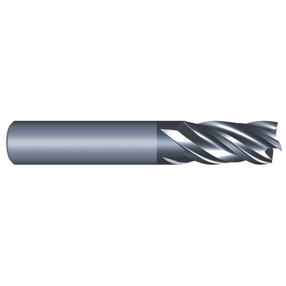 Corner Radius End Mill: 1/4″ Dia, 3/4″ LOC, 0.01″ Radius, 4 Flutes, Solid Carbide 2-1/2″ OAL, 1/4″ Shank Dia, Variable ° Helix, AlCrN Coated, Corner Radius End, Centercutting, Series Eliminator