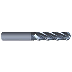 Eliminator - Ball End Mills; Mill Diameter (Inch): 1/2 ; Mill Diameter (Decimal Inch): 0.5000 ; Number of Flutes: 4 ; Length of Cut (Inch): 2 ; Material: Solid Carbide ; Overall Length (Inch): 4 - Exact Industrial Supply