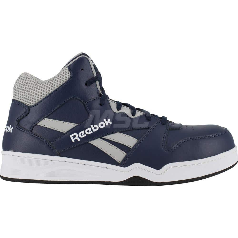 Work Boot: Size 11, Leather, Composite Toe Navy, Wide Width, Non-Slip Sole