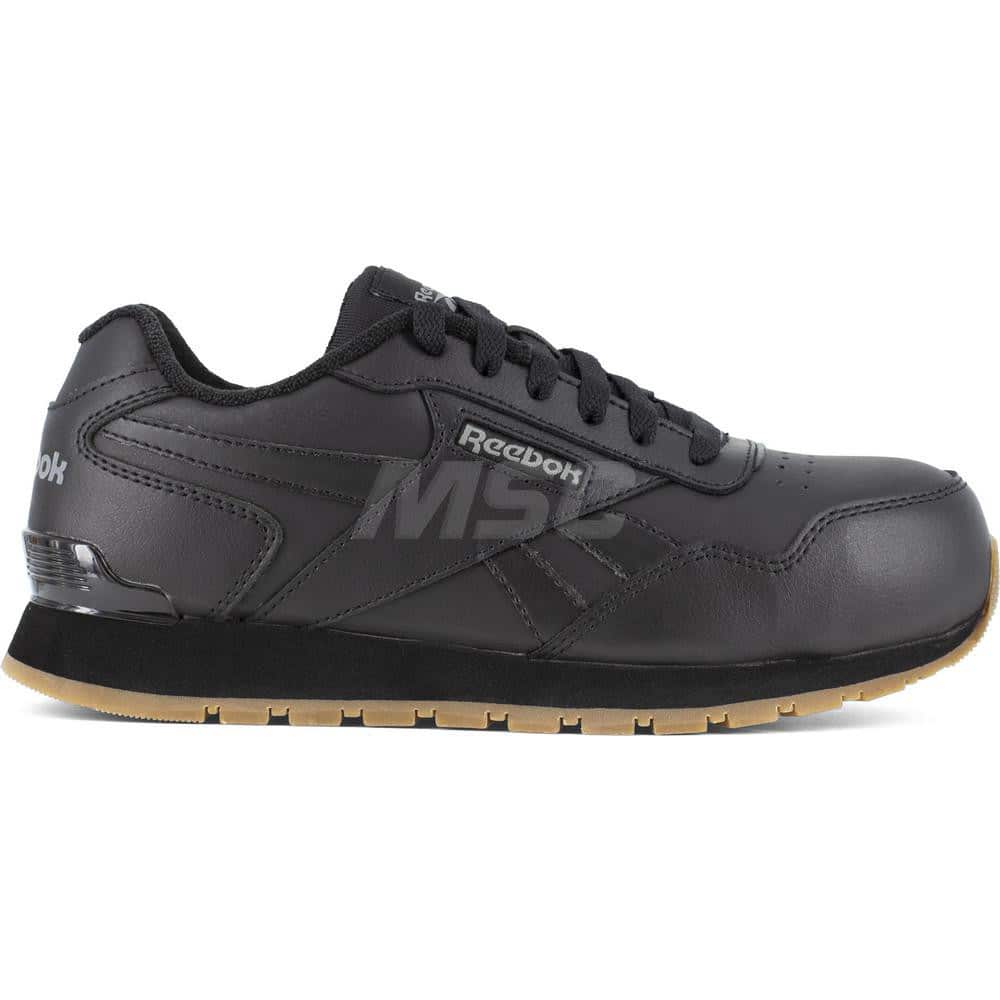 Work Boot: Size 9.5, Leather, Composite Toe Black, Medium Width, Non-Slip Sole
