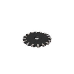 Indexable Slotting Cutter: 0.437'' Cutting Width, 10'' Cutter Dia, Arbor Hole Connection, 3.42'' Depth of Cut, 2'' Hole, Neutral Screw, Uses 16 XNHQ Inserts, 16 Teeth, Straight, Positive, Steel, Ni Finish