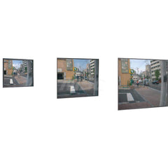 Flat, wide view mirror for traffic safety Medium size, flat mirror that acts like a convex mirror