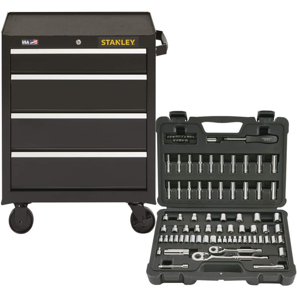 Tool Roller Cabinets; Overall Weight Capacity: 650 lb; Drawer Capacity: 85 lb; Top Material: Weave; Color: Black; Overall Depth: 18 in; Overall Height: 34 in; Overall Width: 27; Drawer Slide Type: Ball Bearing; Cabinet Material: Steel; Wheel Material: Pol