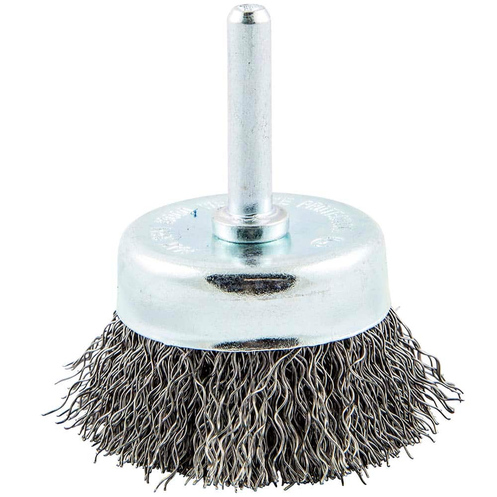 Norton - 1-3/4" Diam 1/4" Shank Carbon Steel Fill Cup Brush - Americas Industrial Supply