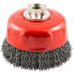 Norton - 4" Diam 5/8-11 Threaded Arbor Carbon Steel Fill Cup Brush - Americas Industrial Supply