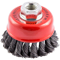 Norton - 3-1/2" Diam 5/8-11 Threaded Arbor Carbon Steel Fill Cup Brush - Americas Industrial Supply