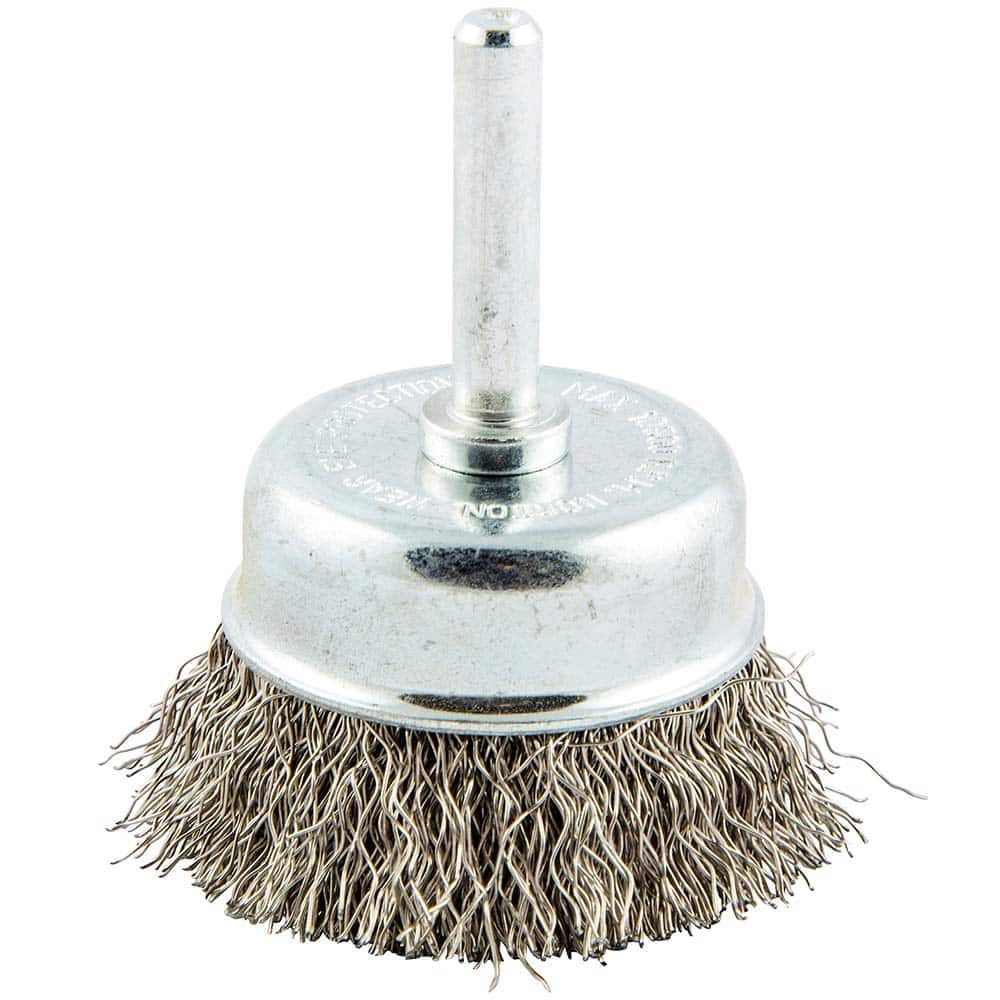 Norton - 2" Diam 1/4" Shank Stainless Steel Fill Cup Brush - Americas Industrial Supply