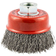 Norton - 3" Diam 5/8-11 Threaded Arbor Carbon Steel Fill Cup Brush - Americas Industrial Supply