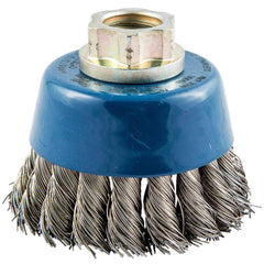 Norton - 2-3/4" Diam 5/8-11 Threaded Arbor Stainless Steel Fill Cup Brush - Americas Industrial Supply