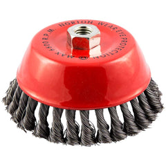 Norton - 6" Diam 5/8-11 Threaded Arbor Carbon Steel Fill Cup Brush - Americas Industrial Supply