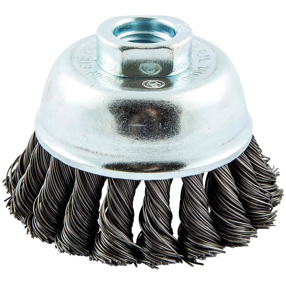 Norton - 3" Diam 5/8-11 Threaded Arbor Carbon Steel Fill Cup Brush - Americas Industrial Supply