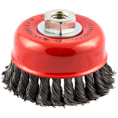 Norton - 4" Diam 5/8-11 Threaded Arbor Carbon Steel Fill Cup Brush - Americas Industrial Supply