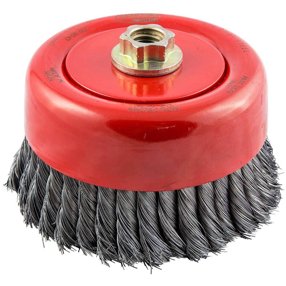 Norton - 6" Diam 5/8-11 Threaded Arbor Carbon Steel Fill Cup Brush - Americas Industrial Supply