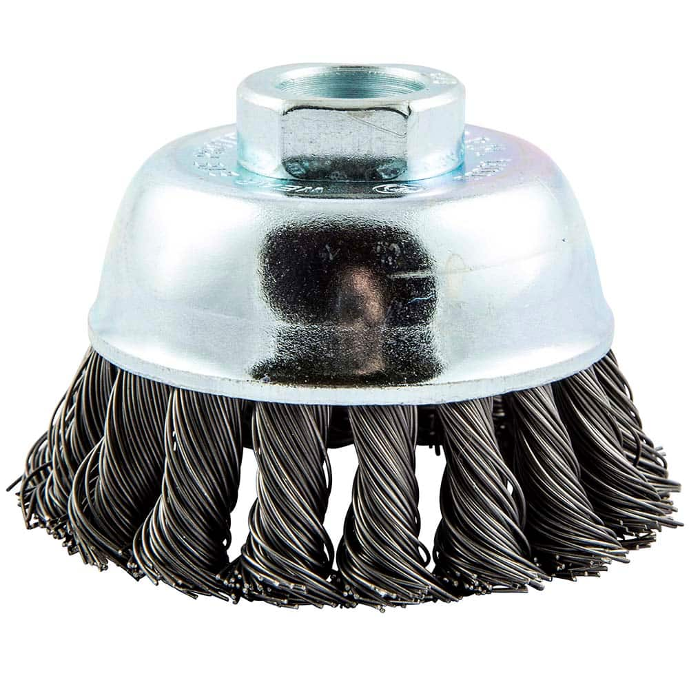 Norton - 2-3/4" Diam 5/8-11 Threaded Arbor Carbon Steel Fill Cup Brush - Americas Industrial Supply