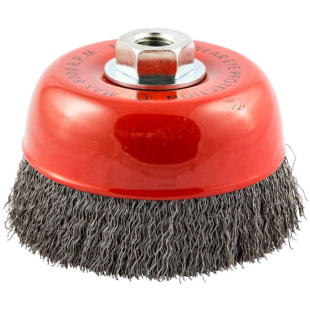 Norton - 5" Diam 5/8-11 Threaded Arbor Carbon Steel Fill Cup Brush - Americas Industrial Supply