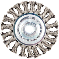 Norton - 4" OD, 5/8-11 Arbor Hole, Knotted Stainless Steel Wheel Brush - Americas Industrial Supply