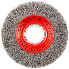 Norton - 8" OD, 2" Arbor Hole, Crimped Carbon Wheel Brush - Americas Industrial Supply