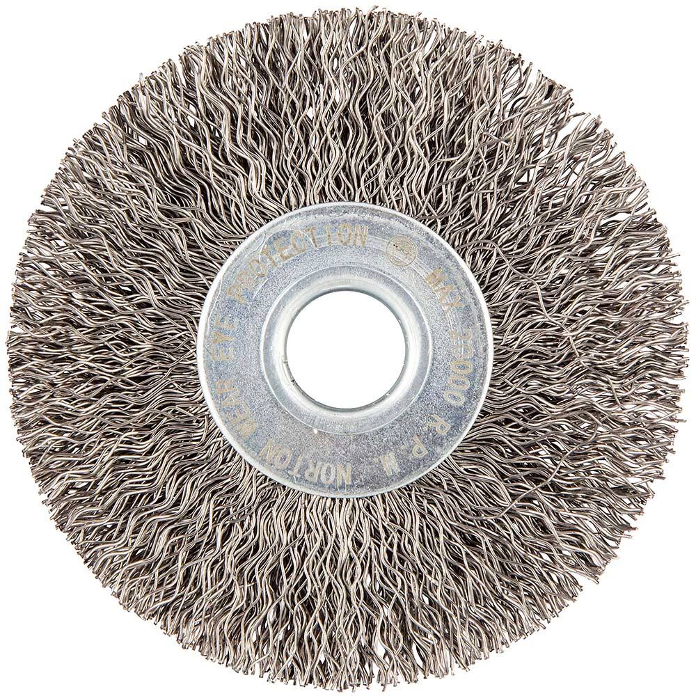 Norton - 3" OD, 1/2" Arbor Hole, Crimped Carbon Wheel Brush - Americas Industrial Supply