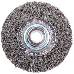 Norton - 4" OD, 5/8-11 Arbor Hole, Crimped Carbon Wheel Brush - Americas Industrial Supply