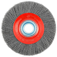 Norton - 8" OD, 1-1/4" Arbor Hole, Crimped Carbon Wheel Brush - Americas Industrial Supply