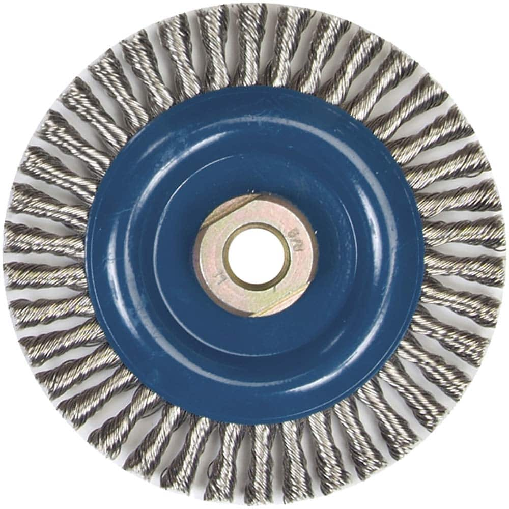 Norton - 5" OD, 5/8-11 Arbor Hole, Stringer Bead Stainless Steel Wheel Brush - Americas Industrial Supply