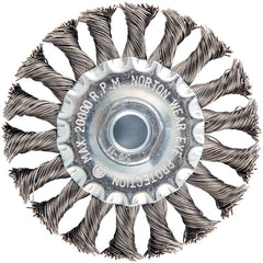 Norton - 4" OD, 5/8-11 Arbor Hole, Knotted Carbon Wheel Brush - Americas Industrial Supply