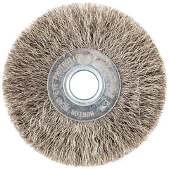 Norton - 3" OD, 1/2" Arbor Hole, Crimped Stainless Steel Wheel Brush - Americas Industrial Supply