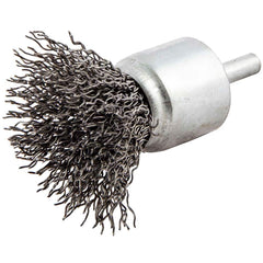 End Brushes: 1-1/2″ Dia, Carbon Steel, Crimped Wire 15,000 Max RPM