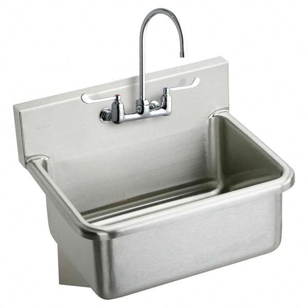 ELKAY - Stainless Steel Sinks Type: Hand Sink Wall Mount w/Manual Faucet Outside Length: 25 (Inch) - Americas Industrial Supply