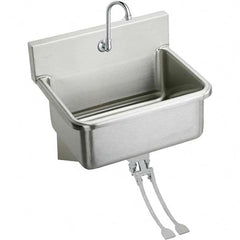 ELKAY - Stainless Steel Sinks Type: Hand Sink Wall Mount w/Double Knee Valve Outside Length: 25 (Inch) - Americas Industrial Supply