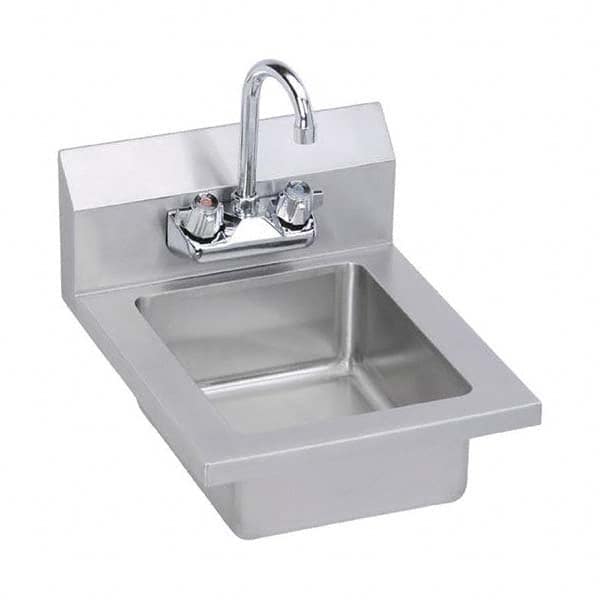 ELKAY - Stainless Steel Sinks Type: Hand Sink Wall Mount w/Manual Faucet Outside Length: 14 (Inch) - Americas Industrial Supply