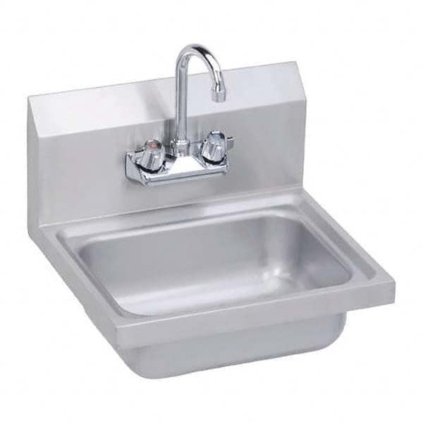 ELKAY - Stainless Steel Sinks Type: Hand Sink Wall Mount w/Manual Faucet Outside Length: 17 (Inch) - Americas Industrial Supply