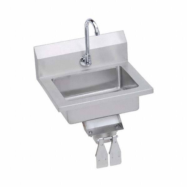 ELKAY - Stainless Steel Sinks Type: Hand Sink Wall Mount w/Knee Valve Outside Length: 18 (Inch) - Americas Industrial Supply