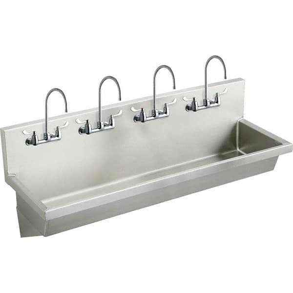 ELKAY - Stainless Steel Sinks Type: (4) Person Wash-Station w/Manual Faucet Outside Length: 96 (Inch) - Americas Industrial Supply