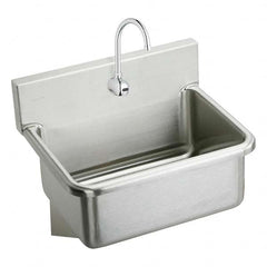 Sinks; Type: Hand Sink Wall Mount w/Electronic Faucet; Outside Length: 25.000; Outside Length: 25; Outside Width: 19.5 in; 19-1/2; Outside Height: 24-3/4; Outside Height: 24.3800; 24.38 in; Material: Stainless Steel; Inside Length: 22; Inside Length: 22 i